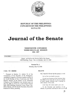 Republic of the Philippines Ss of the Philippines Senate
