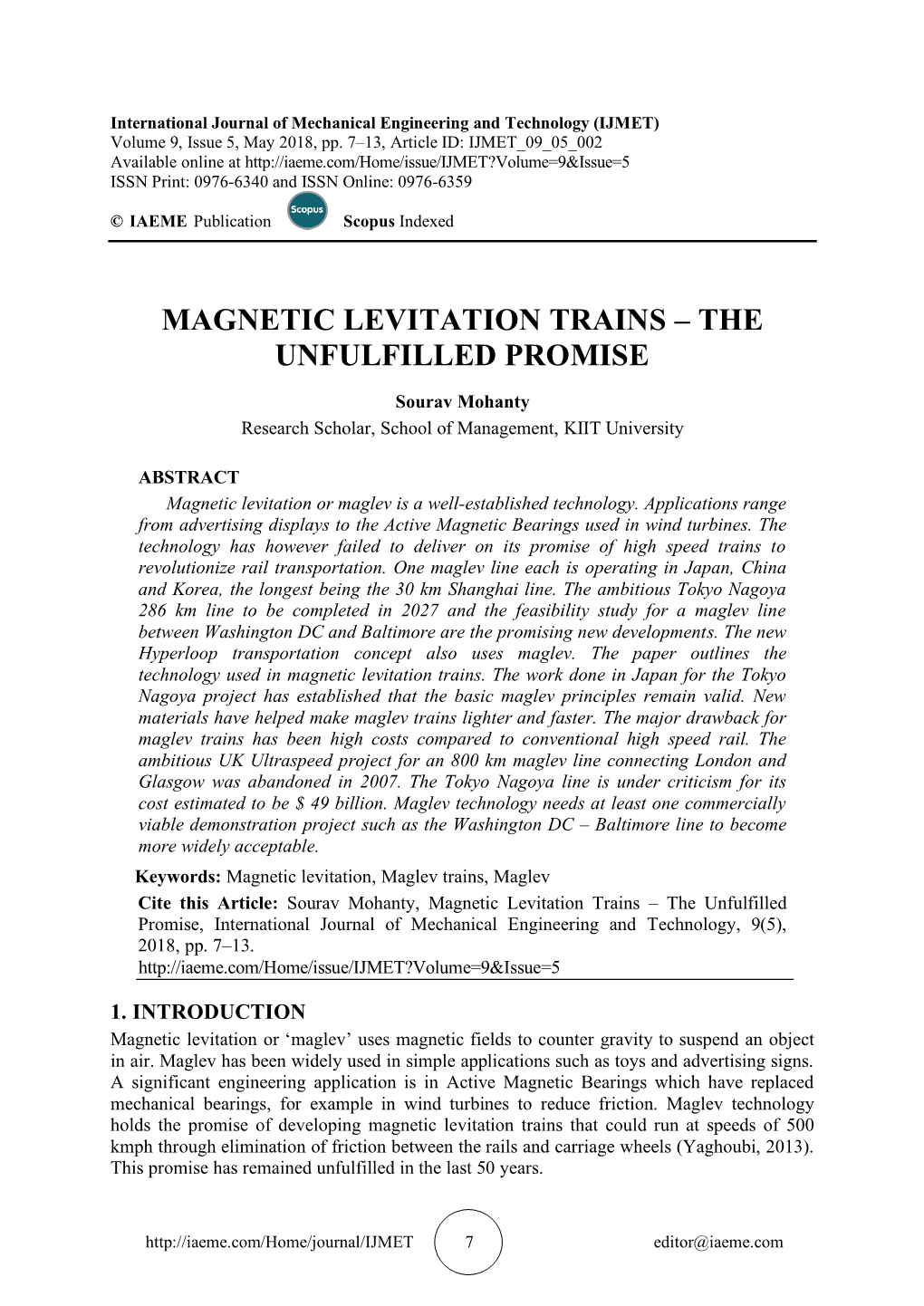 Magnetic Levitation Trains – the Unfulfilled Promise