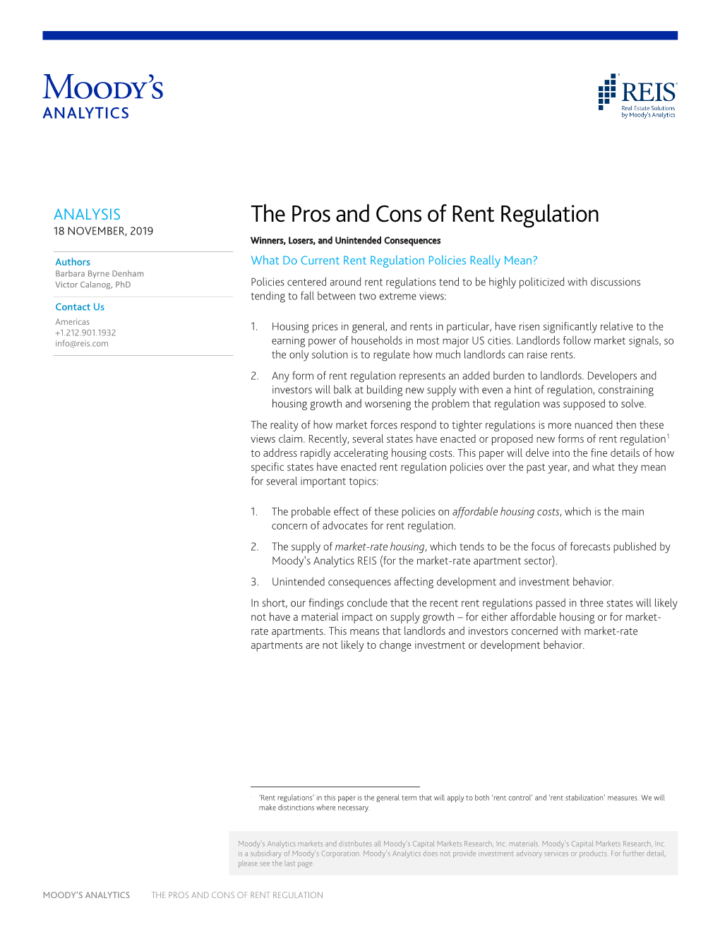 The Pros And Cons Of Rent Regulation 18 NOVEMBER, 2019 Winners, Losers ...