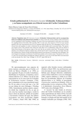 Estado Poblacional De Echinometra Lucunter (Echinoida: Echinometridae) Y Su Fauna Acompañante En El Litoral Rocoso Del Caribe Colombiano