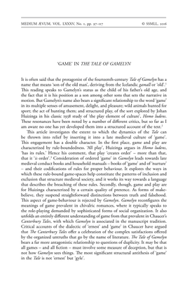 Game’ in the Tale of Gamelyn