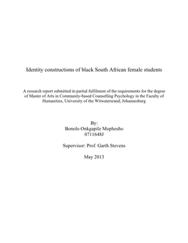 Identity Constructions of Black South African Female Students