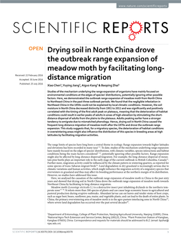 Drying Soil in North China Drove the Outbreak Range Expansion