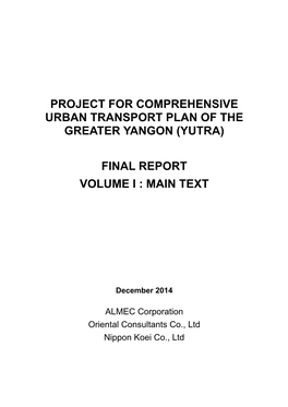 Project for Comprehensive Urban Transport Plan of the Greater Yangon (Yutra)