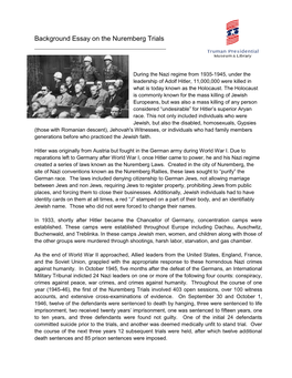 Background Essay on the Nuremberg Trials ______