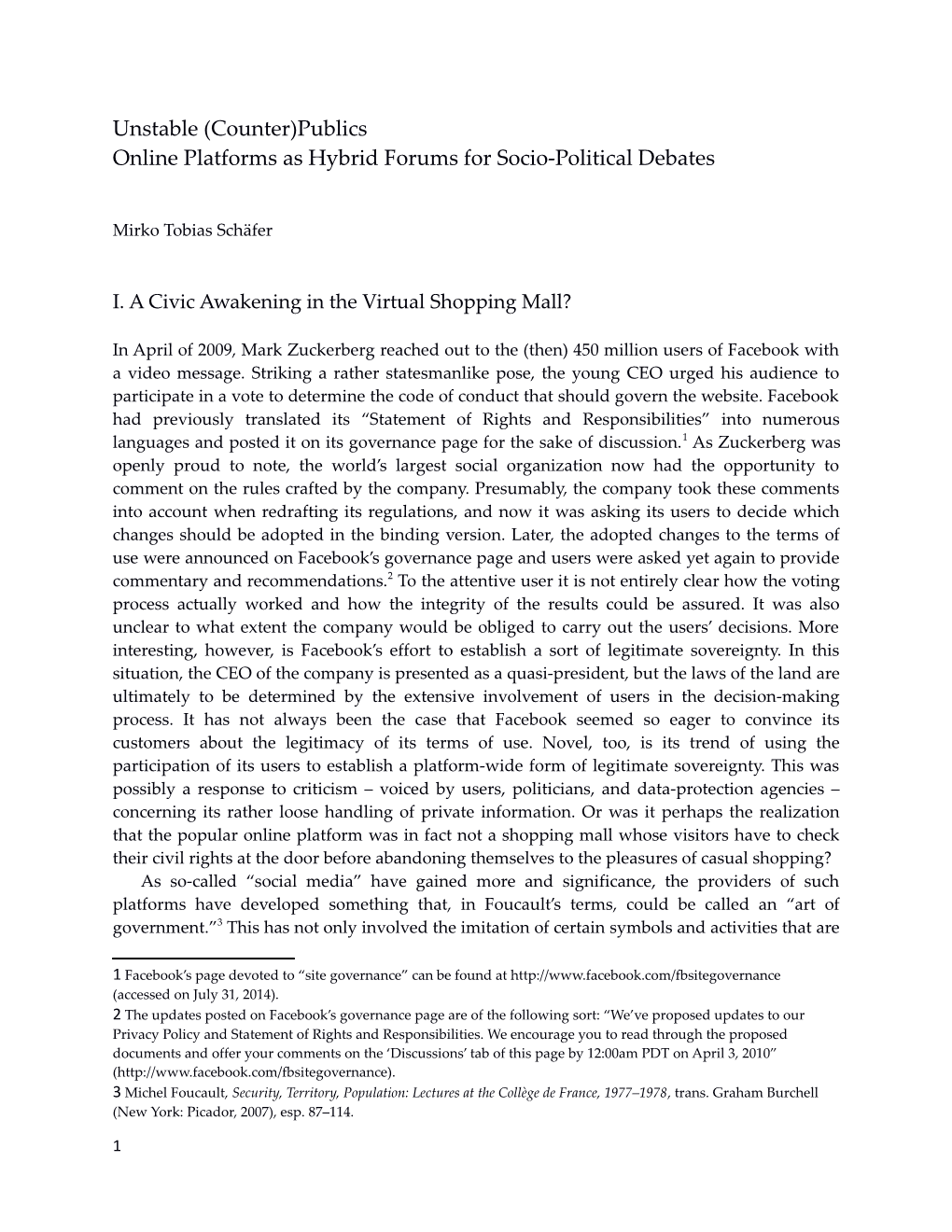 (Counter)Publics Online Platforms As Hybrid Forums for Socio-Political Debates