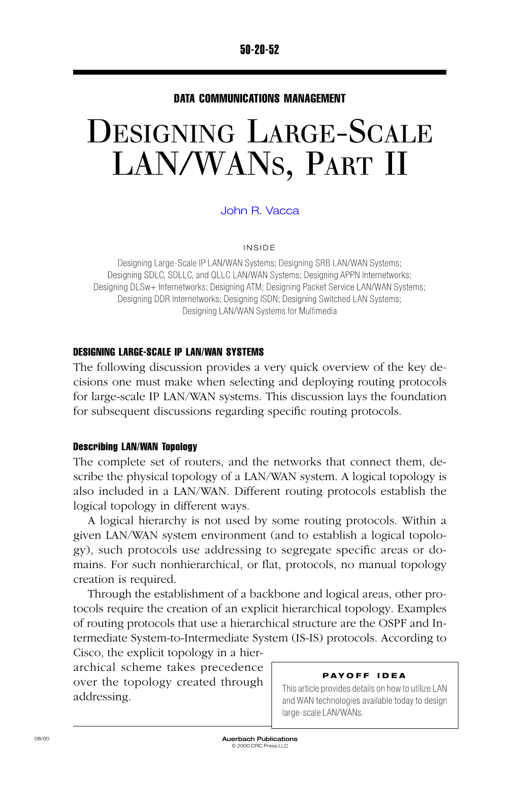 Designing Large-Scale LAN/WAN, Part 2