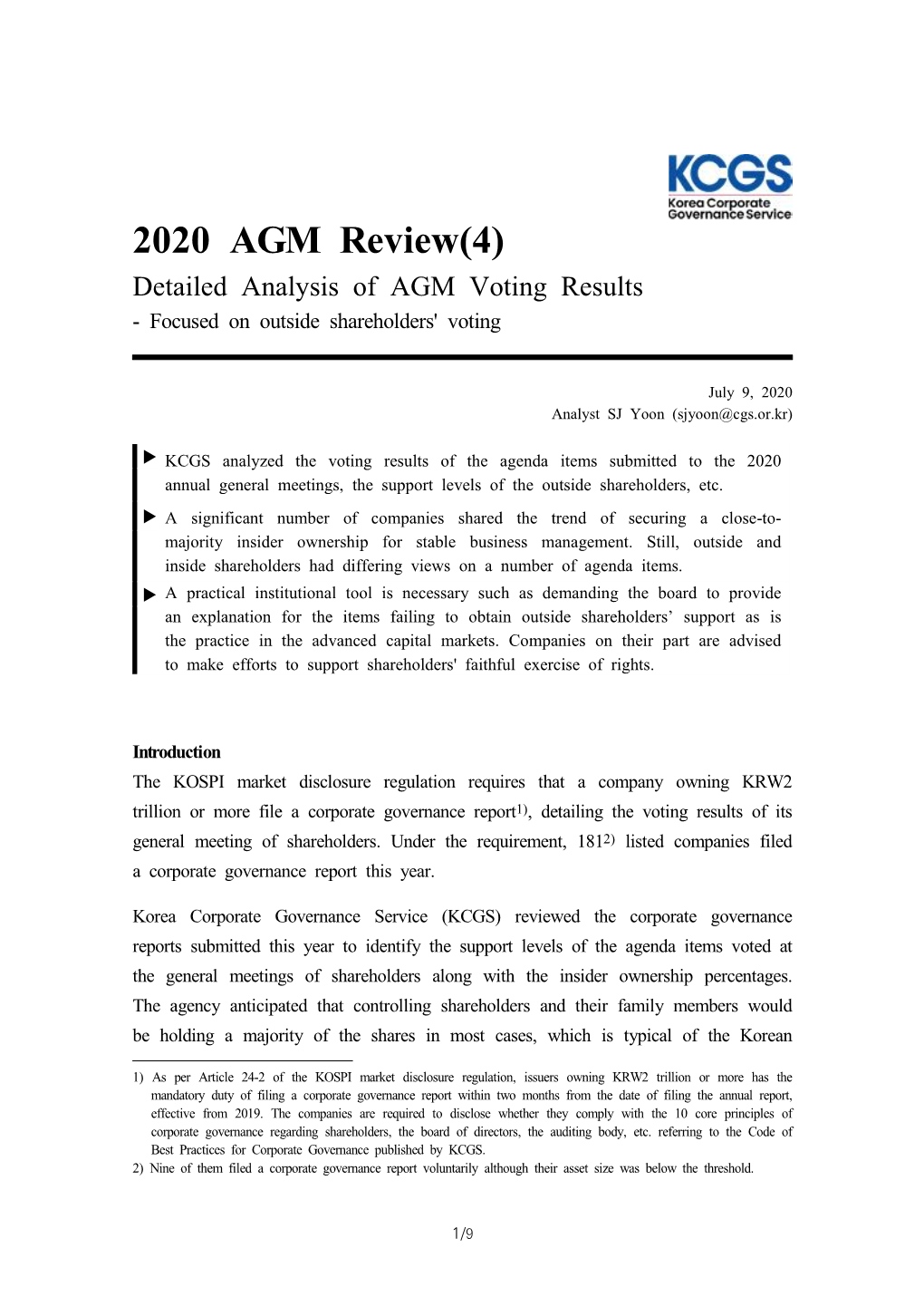 2020 AGM Review(4) Detailed Analysis of AGM Voting Results - Focused on Outside Shareholders' Voting