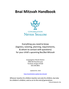 Bnai Mitzvah Handbook