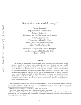 [Math.LO] 13 Jun 2012 Descriptive Inner Model Theory