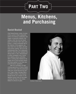 Menus, Kitchens, and Purchasing