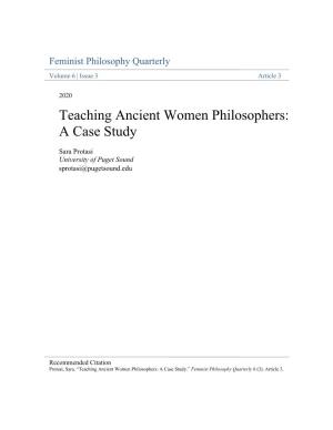Teaching Ancient Women Philosophers: a Case Study
