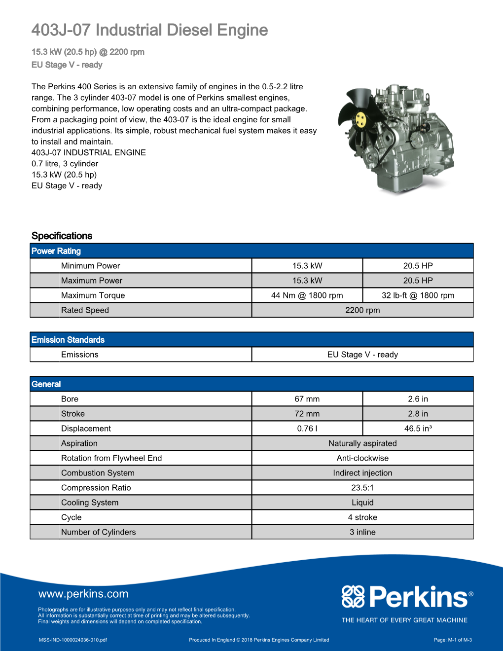 403J-07 Industrial Diesel Engine