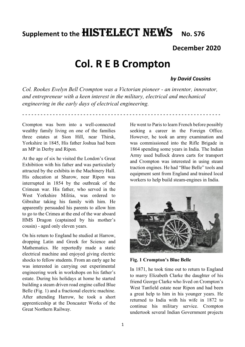 Col. R E B Crompton