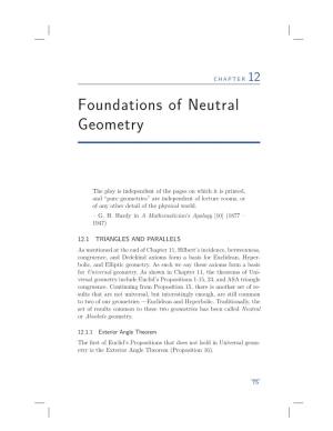 Foundations of Neutral Geometry