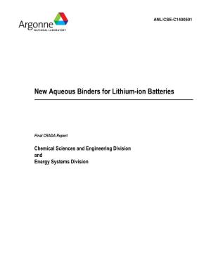 New Aqueous Binders for Lithium-Ion Batteries