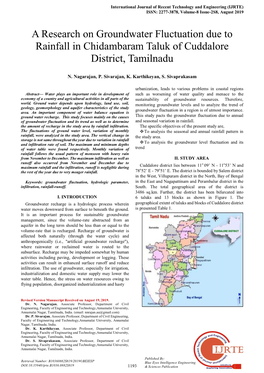 A Research on Groundwater Fluctuation Due to Rainfall in Chidambaram Taluk of Cuddalore District, Tamilnadu