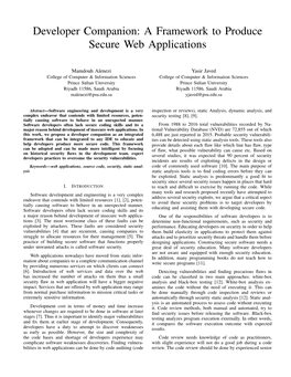 Developer Companion: a Framework to Produce Secure Web Applications