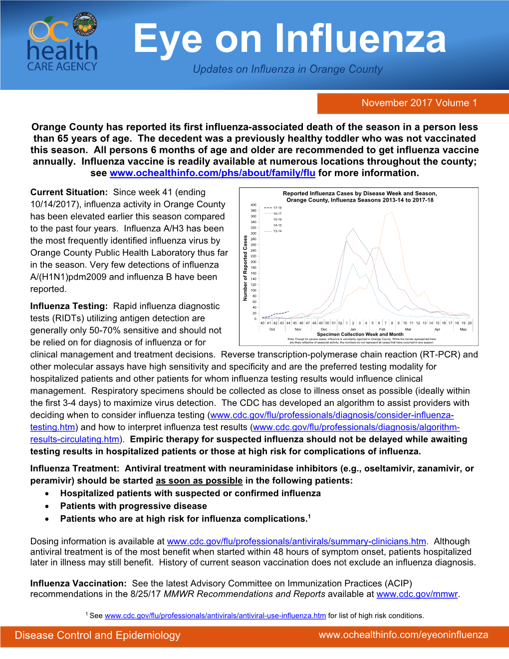 Eye on Influenza Updates on Influenza in Orange County