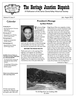 The Heritage Junction Dispatch a Publication of the Santa Clarita Valley Historical Society