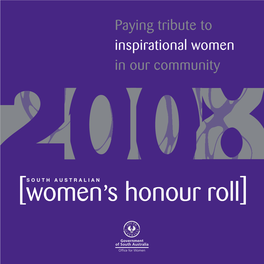 2008 SA Women's Honour Roll