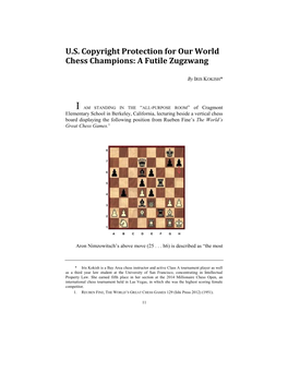 U.S. Copyright Protection for Our World Chess Champions: a Futile Zugzwang
