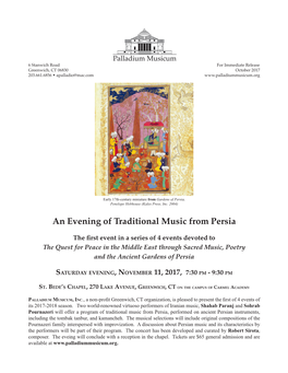 An Evening of Traditional Music from Persia