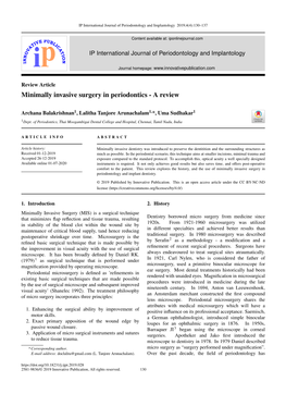 Minimally Invasive Surgery in Periodontics - a Review