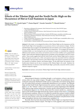 Effects of the Tibetan High and the North Pacific High on the Occurrence of Hot Or Cool Summers in Japan