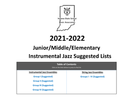 Junior/Middle/Elementary Instrumental Jazz Suggested Lists