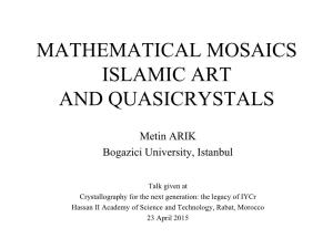 Mathematical Mosaics Islamic Art and Quasicrystals