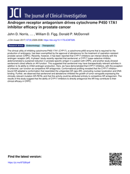 Androgen Receptor Antagonism Drives Cytochrome P450 17A1 Inhibitor Efficacy in Prostate Cancer