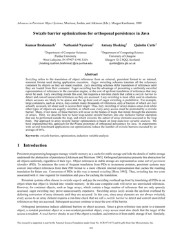 Swizzle Barrier Optimizations for Orthogonal Persistence in Java