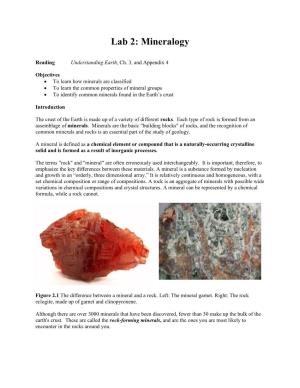 Lab 2: Mineralogy