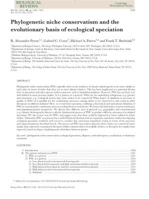 Phylogenetic Niche Conservatism and the Evolutionary Basis of Ecological Speciation