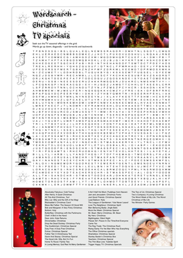Wordsearch - Q Christmas TV Specials a Seek out the TV Seasonal Offerings in the Grid