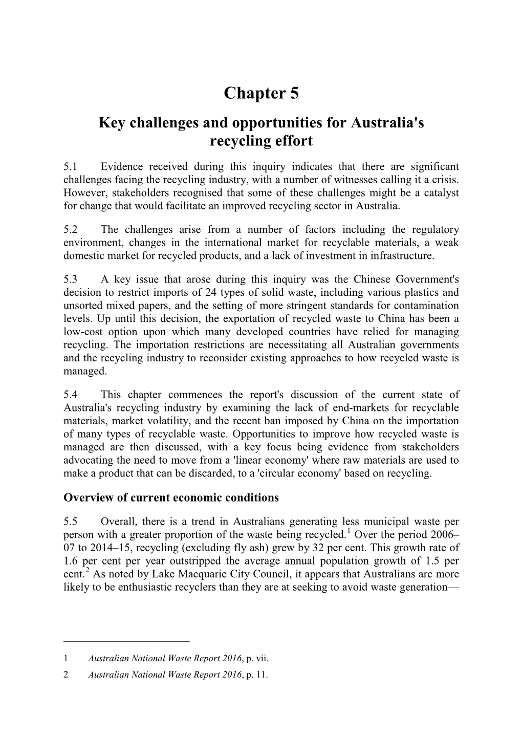 Chapter 5 Key Challenges and Opportunities for Australia's Recycling Effort