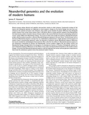 Neanderthal Genomics and the Evolution of Modern Humans