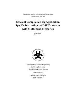 Efficient Compilation for Application Specific Instruction Set DSP