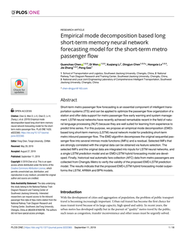 Empirical Mode Decomposition Based Long Short-Term Memory Neural Network Forecasting Model for the Short-Term Metro Passenger Flow