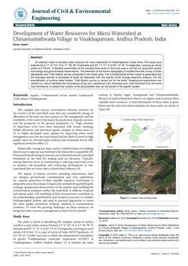 Development of Water Resources for Micro Watershed At