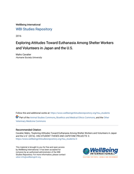 Exploring Attitudes Toward Euthanasia Among Shelter Workers and Volunteers in Japan and the U.S