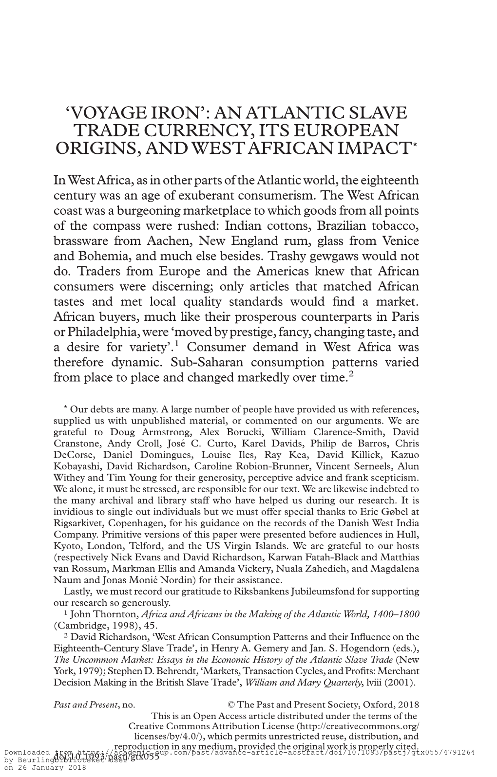 'Voyage Iron': an Atlantic Slave Trade