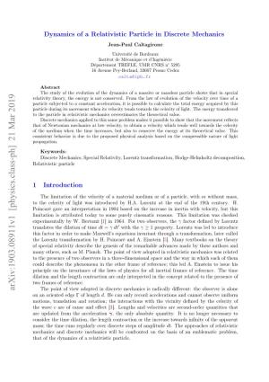 Dynamics of a Relativistic Particle in Discrete Mechanics