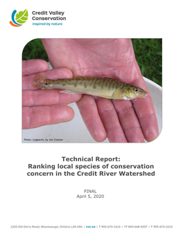 Ranking Local Species of Conservation Concern in the Credit River Watershed