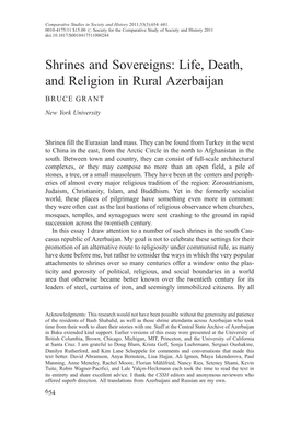 Shrines and Sovereigns: Life, Death, and Religion in Rural Azerbaijan