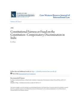 Compensatory Discrimination in India E