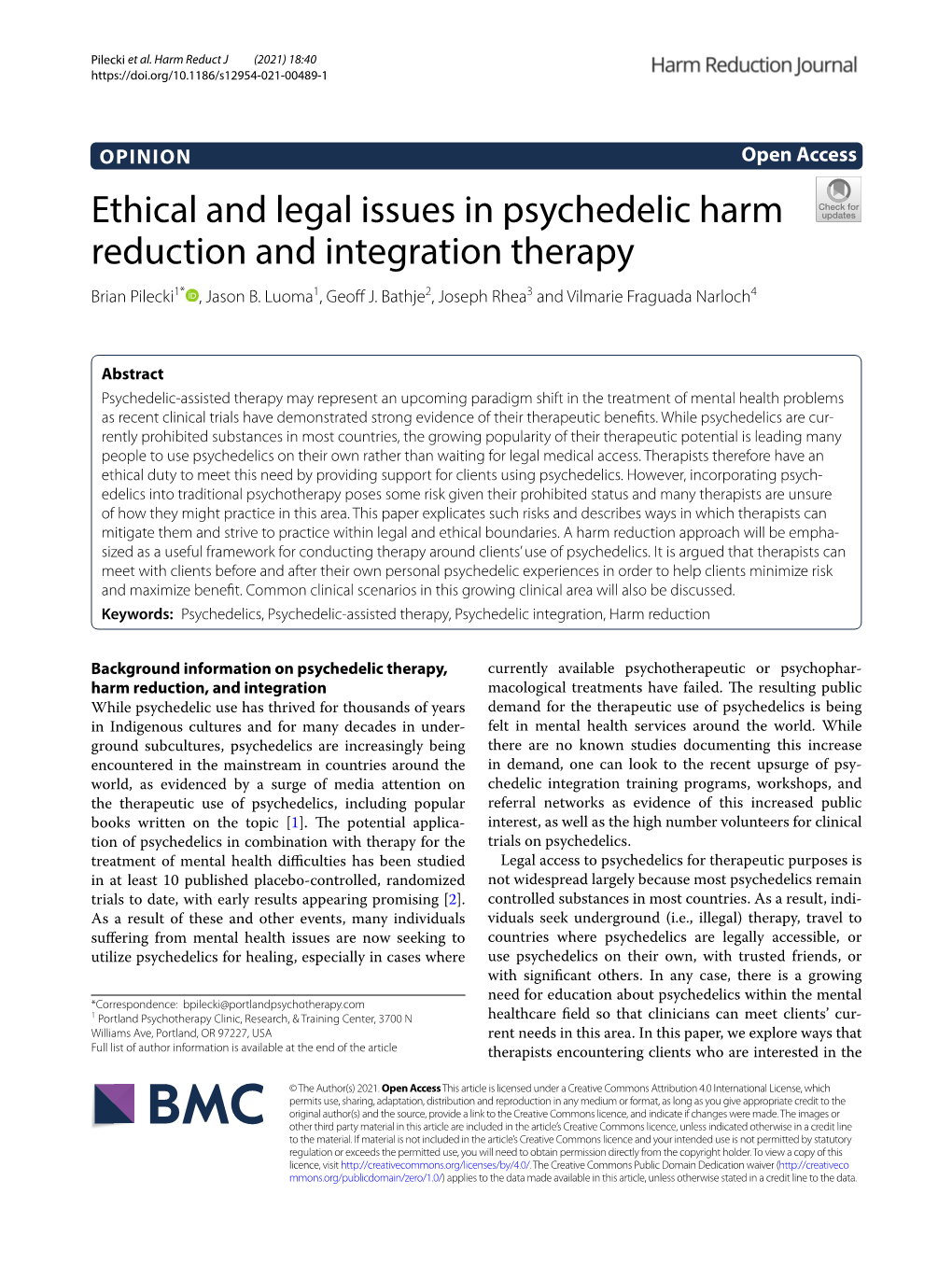 Ethical And Legal Issues In Psychedelic Harm Reduction And Integration ...