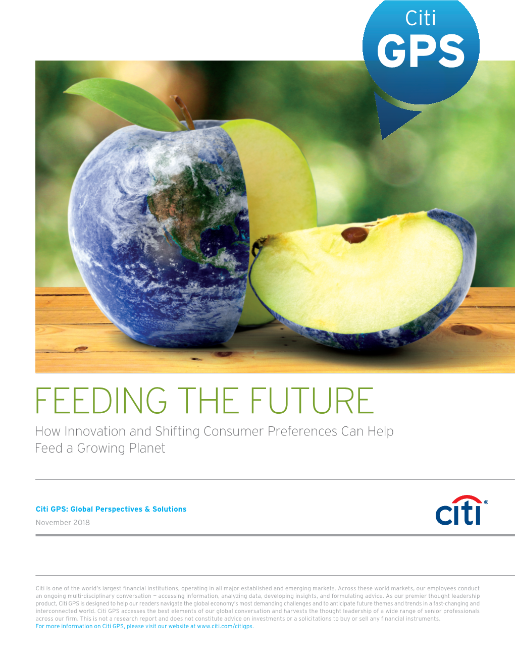 FEEDING the FUTURE How Innovation and Shifting Consumer Preferences Can Help Feed a Growing Planet