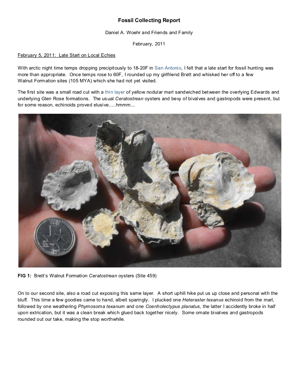 Fossil Collecting Report